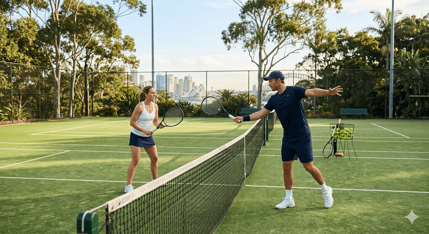 Private tennis lessons with Bastien Durand, Coogee